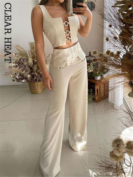 women's two piece pant solid hollowout pants sets 2023 sleeveless square neck tank loose wide legs set with fake pockets 230406, White
women's two piece pant solid hollowout pants sets 2023 sleeveless square neck tank loose wide legs set with fake pockets 230406, White