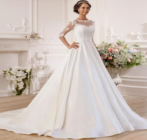 gorgeous half sleeves satin ball gown wedding dresses with seethrough back lace applique wedding dress vestido de noiva h0121825508, White
gorgeous half sleeves satin ball gown wedding dresses with seethrough back lace applique wedding dress vestido de noiva h0121825508, White