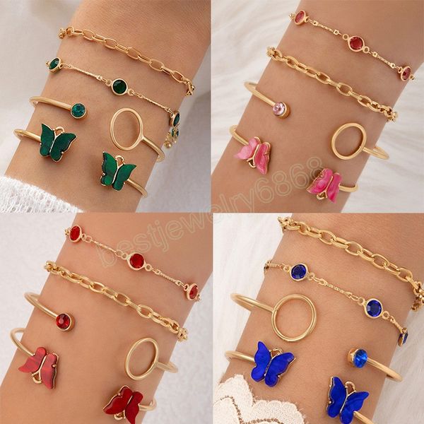 boho resin butterfly open bracelet & bangle sets for women vintage crystal geometric chains fashion jewelry accessories, Golden;silver
boho resin butterfly open bracelet & bangle sets for women vintage crystal geometric chains fashion jewelry accessories, Golden;silver