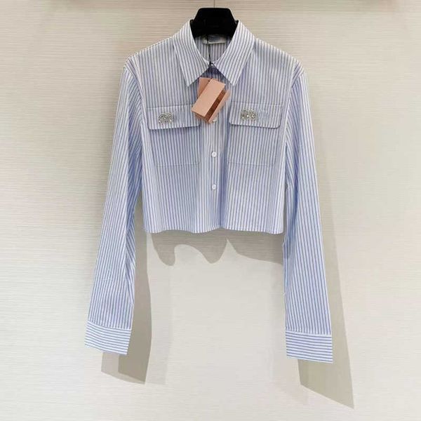 women shirt designer blouse short blue striped long sleeve shirt womens summer casual shirts rhinestone inlaid letter cardigan coat, White
women shirt designer blouse short blue striped long sleeve shirt womens summer casual shirts rhinestone inlaid letter cardigan coat, White
