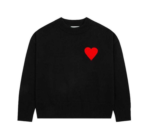 

autumn winter new pullover sweater love amies embroidered jacquard paris fashion loose casual knitwear amis for men and women qgi2, White;black