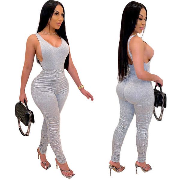 j2239 european and american fashion summer women's pleated jumpsuit close-fitting slim vest jumpsuit, Black;white
j2239 european and american fashion summer women's pleated jumpsuit close-fitting slim vest jumpsuit, Black;white