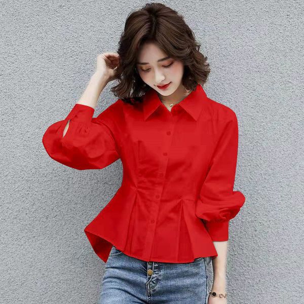 women's blouses shirts stylish lapel button spliced allmatch folds lantern sleeve shirt clothing autumn casual loose chic blouse 23040, White
women's blouses shirts stylish lapel button spliced allmatch folds lantern sleeve shirt clothing autumn casual loose chic blouse 23040, White
