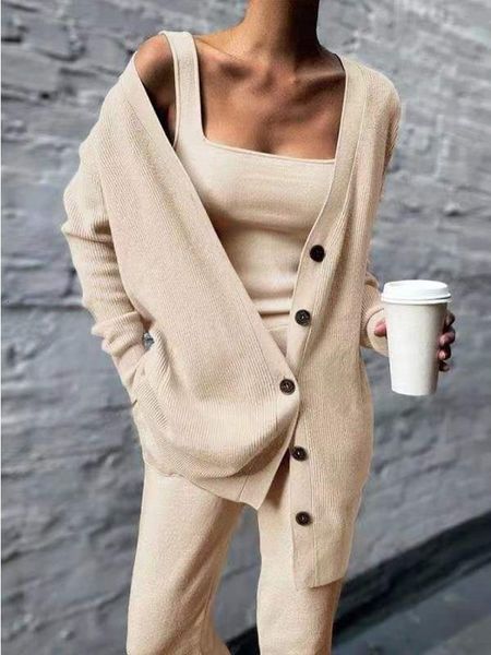 women's two piece pants autumn solid rib knitted 3 set elegant strapless and long suit single breasted cardigan outfits 230406, White
women's two piece pants autumn solid rib knitted 3 set elegant strapless and long suit single breasted cardigan outfits 230406, White