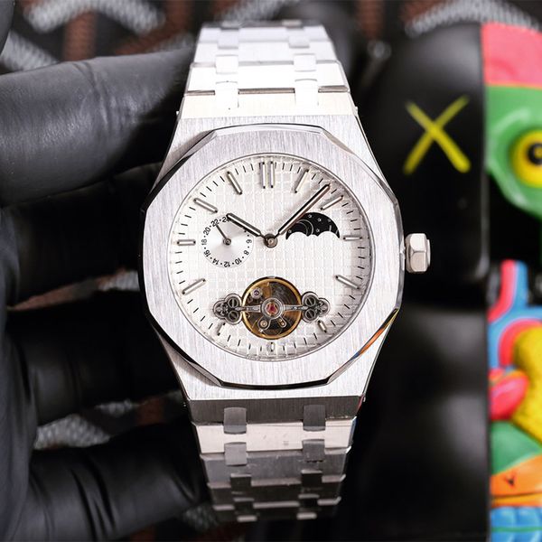 mens watch 45mm tourbillon hollow automatic mechanical watches silver strap men wristwatch stainless steel waterproof montre de luxe moon ph, Slivery;golden
mens watch 45mm tourbillon hollow automatic mechanical watches silver strap men wristwatch stainless steel waterproof montre de luxe moon ph, Slivery;golden