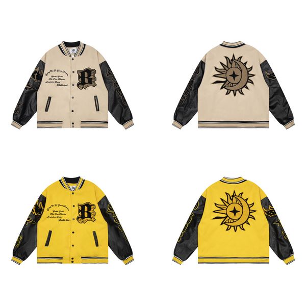 American Hip Hop Single Breasted Cotton Baseball Jersey Men Designer Baseball Jacket Leather Sleeve Patchwork Embroidery Black
American Hip Hop Single Breasted Cotton Baseball Jersey Men Designer Baseball Jacket Leather Sleeve Patchwork Embroidery Black
