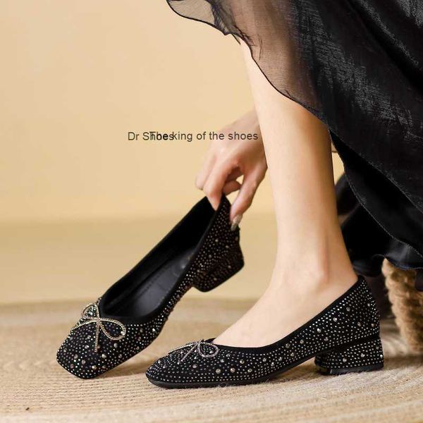 french low-heeled bow mary jane shoes spring and autumn new rhinestone single shoes women's small fragrant high heels, Black
french low-heeled bow mary jane shoes spring and autumn new rhinestone single shoes women's small fragrant high heels, Black