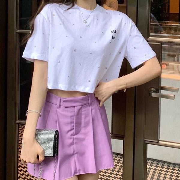summer t shirt designer t shirt diamond short sleeved tshirts round neck pullover womens waist short half sleeves, White
summer t shirt designer t shirt diamond short sleeved tshirts round neck pullover womens waist short half sleeves, White