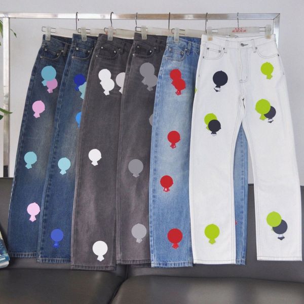 23ss mens jeans designer make old washed jeans chrome straight trousers heart letter prints for women men casual long style chromees hearts, Blue
23ss mens jeans designer make old washed jeans chrome straight trousers heart letter prints for women men casual long style chromees hearts, Blue