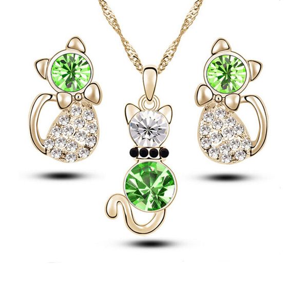 cartoon obedient cat pendant necklace ear studs suit inlaid zircon rhinestone twinkle decorate adjeustable length american style elegant jew, Silver
cartoon obedient cat pendant necklace ear studs suit inlaid zircon rhinestone twinkle decorate adjeustable length american style elegant jew, Silver