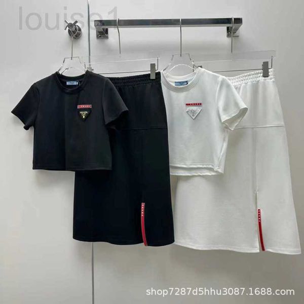 women's knits & tees designer 23 summer fashionable triangle red adhesive stripe embellishment round neck short high waist split half s, White
women's knits & tees designer 23 summer fashionable triangle red adhesive stripe embellishment round neck short high waist split half s, White
