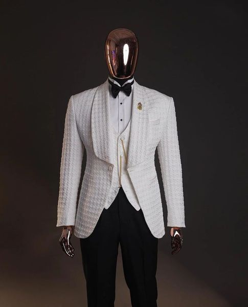 men's suits blazers modern men's customized 3-piece jacket vest black pants with one button wide lapel and ultra-thin business wed, White;black
men's suits blazers modern men's customized 3-piece jacket vest black pants with one button wide lapel and ultra-thin business wed, White;black