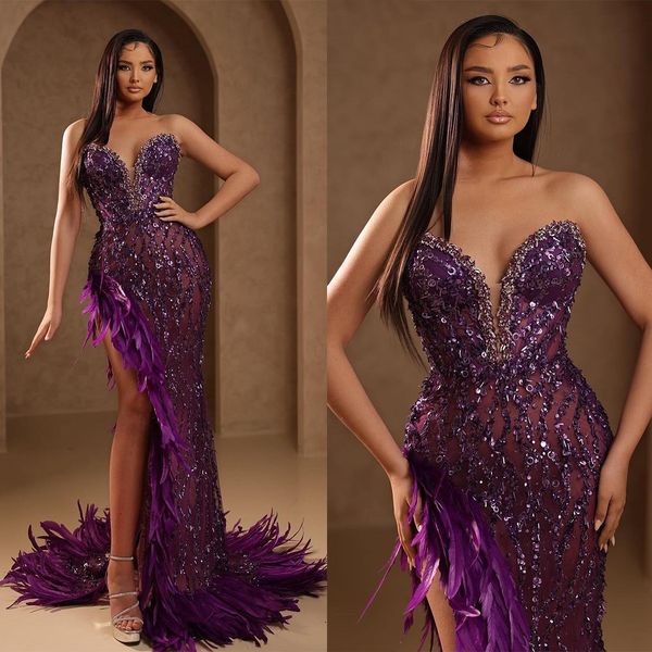gorgeous mermaid prom dresses sweetheart applicants beads sequins side split with feathers zipper layered up court gown custom made party dr, Black
gorgeous mermaid prom dresses sweetheart applicants beads sequins side split with feathers zipper layered up court gown custom made party dr, Black