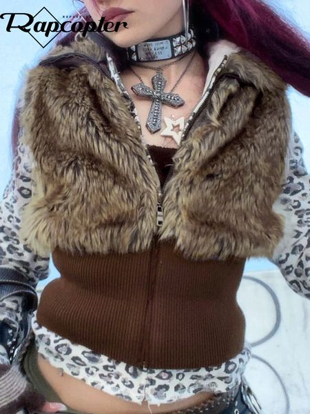 women's jackets rapcopter y2k fur stand collar brown sleeveless vintage tank slim aesthetic punk women outwear holiday outfits tee 230, Black;brown
women's jackets rapcopter y2k fur stand collar brown sleeveless vintage tank slim aesthetic punk women outwear holiday outfits tee 230, Black;brown