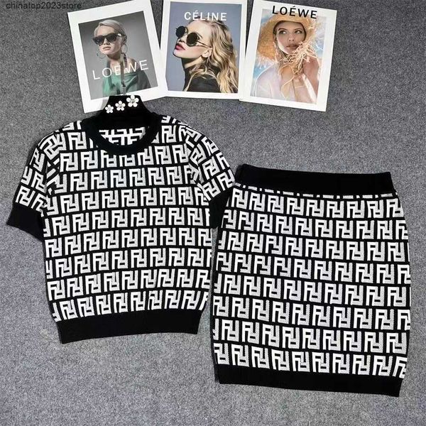 casual dresses designer women's set womens tracksuits spring summer short sleeve skirt knitted two piece luxury half-length dressztng, Black;gray 
casual dresses designer women's set womens tracksuits spring summer short sleeve skirt knitted two piece luxury half-length dressztng, Black;gray