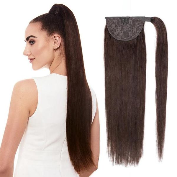 straight ponytail clip in human hair extension 100% natural human hair piece wrap around drawstring ponytail 2# dark brown color, Black
straight ponytail clip in human hair extension 100% natural human hair piece wrap around drawstring ponytail 2# dark brown color, Black