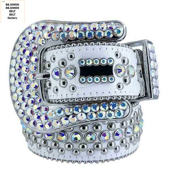 

2022 BB Simon rhinestone Belt with bling rhinestones for mens Women Designer belts as birthday Christmas gift2