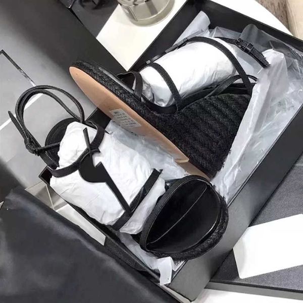 women heel sandals designer straw wedge espadrilles cassandra metal heel wedding dress shoes party dance shoes with box no325, Black
women heel sandals designer straw wedge espadrilles cassandra metal heel wedding dress shoes party dance shoes with box no325, Black