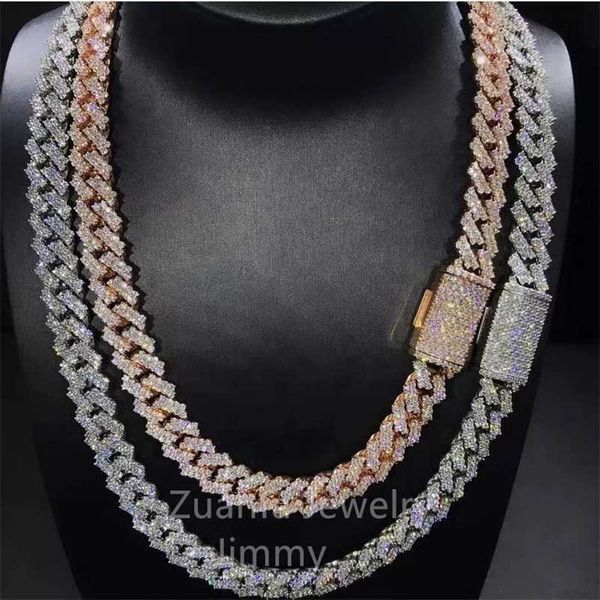 13mm two row rose gold white yellow color mirco pave vvs1 moissanite bling diamond clarity miami cuban link chain, Silver
13mm two row rose gold white yellow color mirco pave vvs1 moissanite bling diamond clarity miami cuban link chain, Silver