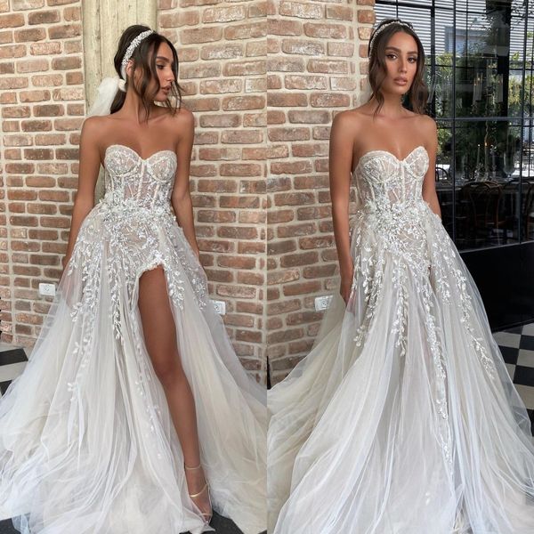berta a line wedding dress for bride sequins appliques sweetheart wedding dresses vestidos de novia slit designer bridal gowns, White
berta a line wedding dress for bride sequins appliques sweetheart wedding dresses vestidos de novia slit designer bridal gowns, White