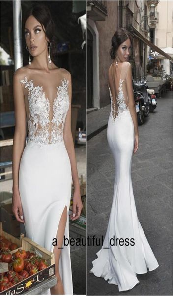 side split wedding dresses beach lace appliques illusion beach bridal dress satin bohemian wedding formal gown sheath wedding1537674, White
side split wedding dresses beach lace appliques illusion beach bridal dress satin bohemian wedding formal gown sheath wedding1537674, White