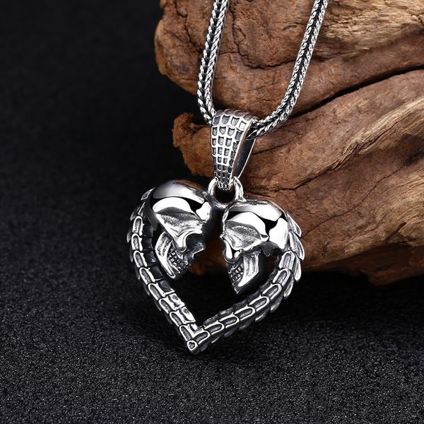 double skulls heart pendant necklaces 925 sterling silver necklace vintage fashion timeless mens vintage gothic punk fine jewelry accessorie
double skulls heart pendant necklaces 925 sterling silver necklace vintage fashion timeless mens vintage gothic punk fine jewelry accessorie