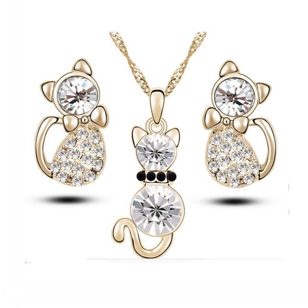 cartoon obedient cat style pendant necklace ear studs inlaid rhinestone crystal twinkle decorate adjeustable length american style women ele, Silver
cartoon obedient cat style pendant necklace ear studs inlaid rhinestone crystal twinkle decorate adjeustable length american style women ele, Silver