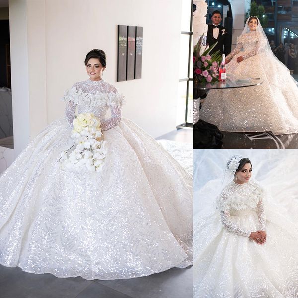 brillicant ball gown wedding dresses jewel 3d flower long sleeves shining applicants chapel gown pleats custom made bridal gown plus size ve, White
brillicant ball gown wedding dresses jewel 3d flower long sleeves shining applicants chapel gown pleats custom made bridal gown plus size ve, White