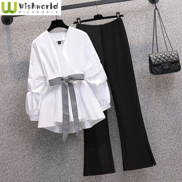 women's two piece pants large wear spring and summer slim high sense korean fashion shirt twopiece elegant set 230406, White
women's two piece pants large wear spring and summer slim high sense korean fashion shirt twopiece elegant set 230406, White
