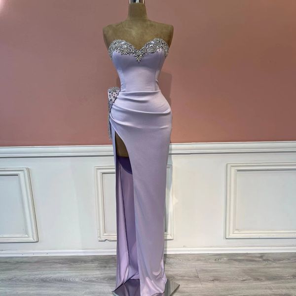lilac long mermaid prom dress satin sweetheart beads high side split red carpet evening gonws formal occasion dresses, Black
lilac long mermaid prom dress satin sweetheart beads high side split red carpet evening gonws formal occasion dresses, Black