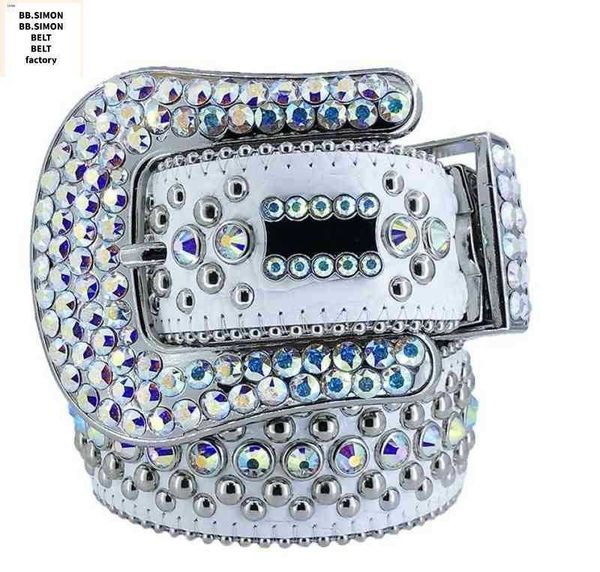 

2022 BB Simon rhinestone Belt with bling rhinestones for mens Women Designer belts as birthday Christmas gift pNn2