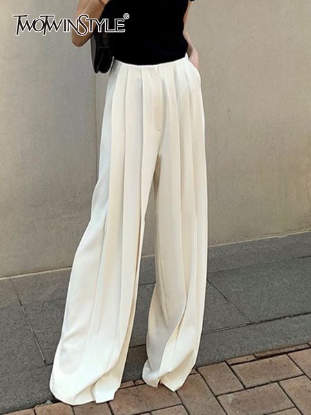 women's shorts twotyle minimalist trousers for women high waist folds patchwork pocket temperament wide leg pants female autumn 230404, White;black
women's shorts twotyle minimalist trousers for women high waist folds patchwork pocket temperament wide leg pants female autumn 230404, White;black