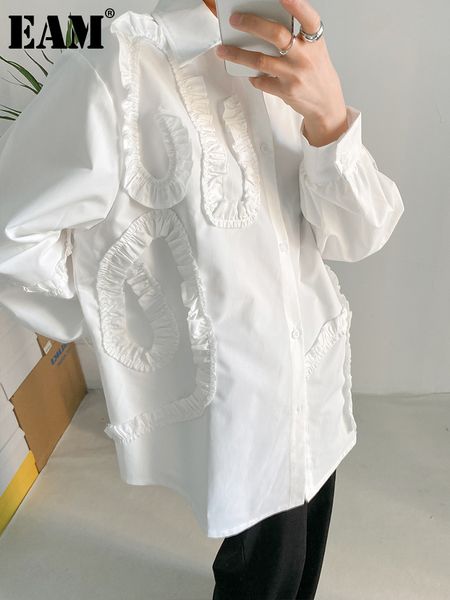 women's blouses shirts eam women white ruffles big size elegant blouse lapel long sleeve loose fit shirt fashion spring autumn 2023 1d4
women's blouses shirts eam women white ruffles big size elegant blouse lapel long sleeve loose fit shirt fashion spring autumn 2023 1d4