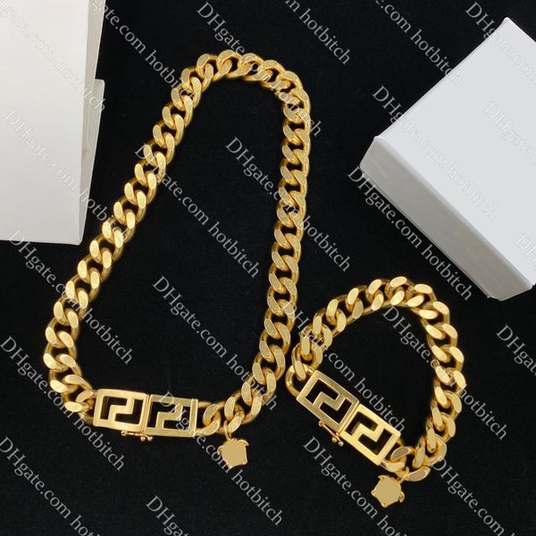 vintage gold necklaces classic letter bracelets luxury couple designer jewelry sets thick cuba bracelet, Black
vintage gold necklaces classic letter bracelets luxury couple designer jewelry sets thick cuba bracelet, Black
