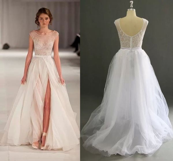 real image charming white wedding dress front split crew beaded see through bridal gowns
real image charming white wedding dress front split crew beaded see through bridal gowns