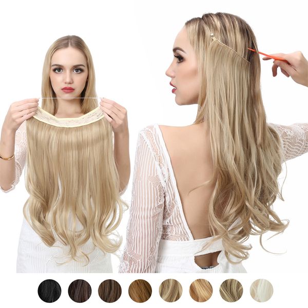matte silk 12-22 inches fishing line hair extension piece female long curly hair high temperature silk long wavy wig solid color gradient co, Black
matte silk 12-22 inches fishing line hair extension piece female long curly hair high temperature silk long wavy wig solid color gradient co, Black