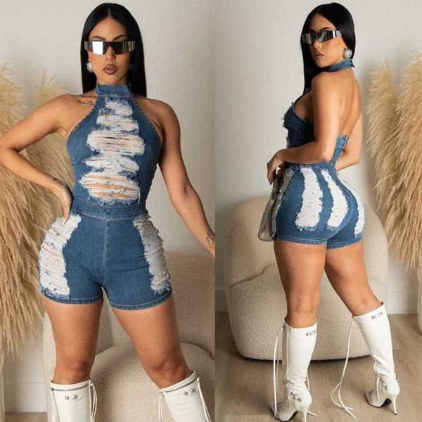 2023 summer bodysuits new women jumpsuits slim fit broken hole open back wash denim elastic rompers, Black;white
2023 summer bodysuits new women jumpsuits slim fit broken hole open back wash denim elastic rompers, Black;white