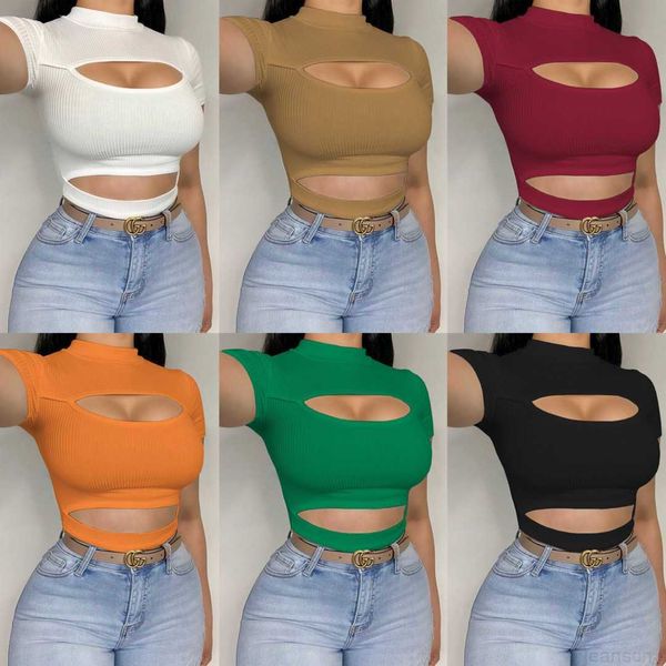 women's summer t shirts solid color pit strip empty short sleeve hollow t-shirt top, White
women's summer t shirts solid color pit strip empty short sleeve hollow t-shirt top, White