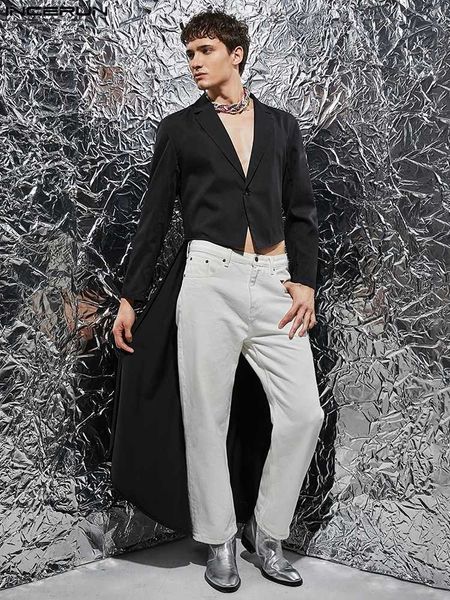 men's suits blazers incerun 2023 fashion irregular blazer lapel long sleeve one button casual style streetwear personality coats 230406, White;black
men's suits blazers incerun 2023 fashion irregular blazer lapel long sleeve one button casual style streetwear personality coats 230406, White;black