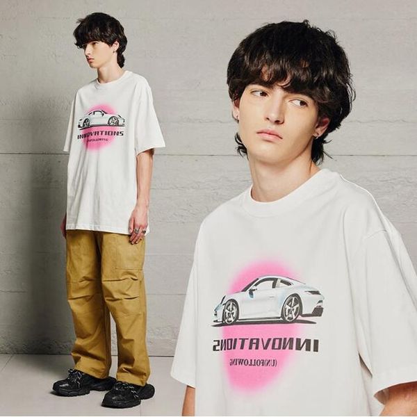 men's plus tees cotton base t shirt 23ss white, Black;brown