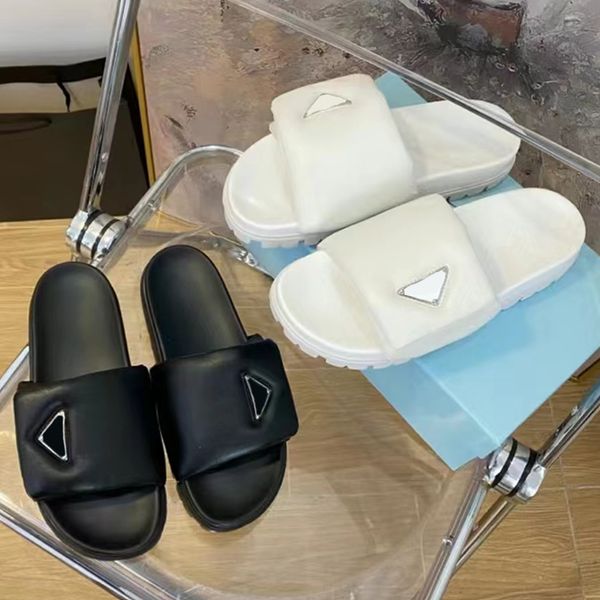 fashion soft padded nappa leather slippers slides womens black white summer platform sandals shoes triangle flats sandal women luxury design
fashion soft padded nappa leather slippers slides womens black white summer platform sandals shoes triangle flats sandal women luxury design