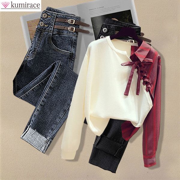 women's two piece pants spring stitching elegant set personalized tshirt jacket trousers twopiece female leisure sports suit 230406, White
women's two piece pants spring stitching elegant set personalized tshirt jacket trousers twopiece female leisure sports suit 230406, White