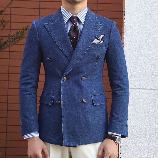 men's suits blazers black/blue men's denim jacket business smoking jacket masculino double breasted coat custom suit only 230406, White;black
men's suits blazers black/blue men's denim jacket business smoking jacket masculino double breasted coat custom suit only 230406, White;black