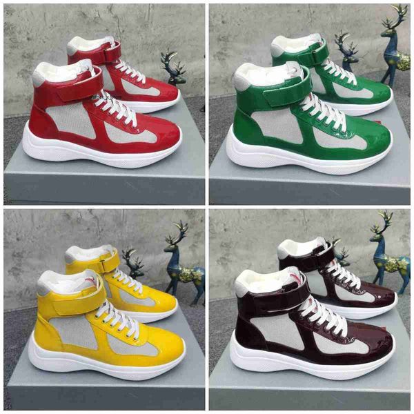 americas cup sneakers luxury designer men classics casual shoes patent leather and nylon rubber sole high-sneaker comfortable size 38-45 a1, Black
americas cup sneakers luxury designer men classics casual shoes patent leather and nylon rubber sole high-sneaker comfortable size 38-45 a1, Black