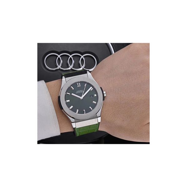 men automatic mechanical watch blue black leather grey titanium 010, Slivery;brown
men automatic mechanical watch blue black leather grey titanium 010, Slivery;brown