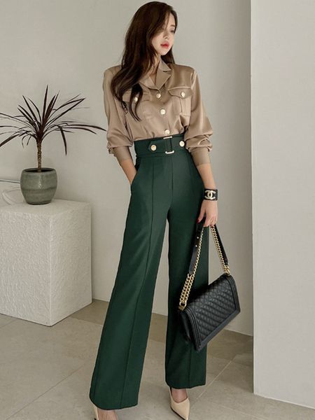 women's two piece pants spring autumn 2 outfit formal vintage shirt blouse high waist wide leg loose long pant trousers mujer sets 230, White
women's two piece pants spring autumn 2 outfit formal vintage shirt blouse high waist wide leg loose long pant trousers mujer sets 230, White