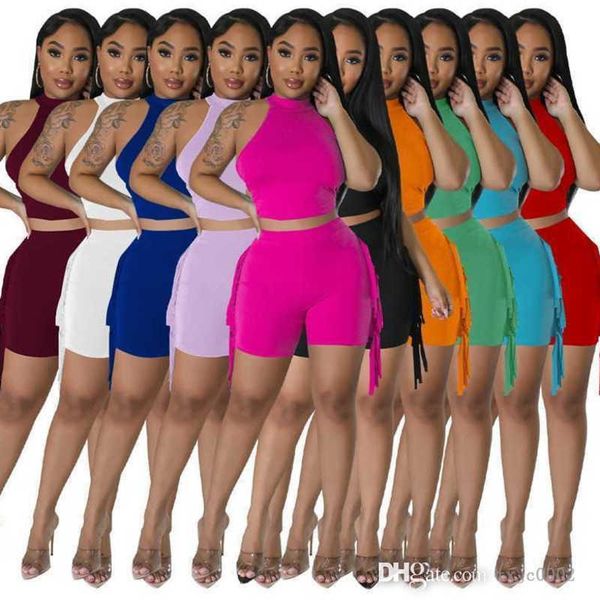 2023 designer women tracksuits summer 2 piece pants set sleeveless round neck crop and shorts with tassel sports outfits, Gray
2023 designer women tracksuits summer 2 piece pants set sleeveless round neck crop and shorts with tassel sports outfits, Gray