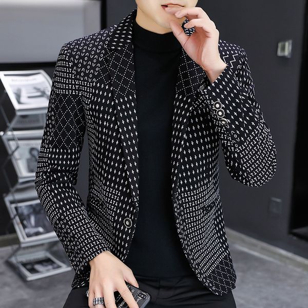 designer autumn and winter mens luxury fashion personality one button suit fit leisure comfort british fashion youth blazer coa, White;black
designer autumn and winter mens luxury fashion personality one button suit fit leisure comfort british fashion youth blazer coa, White;black