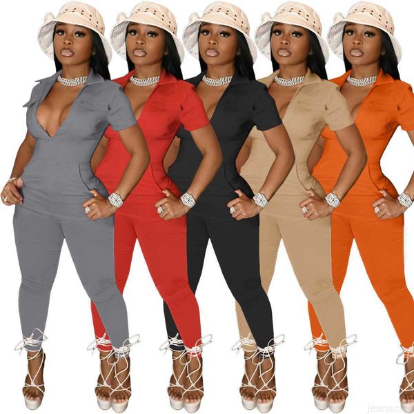 designers women clothes 2023 solid color 4 pockets short sleeve pants jumpsuit, White;black
designers women clothes 2023 solid color 4 pockets short sleeve pants jumpsuit, White;black