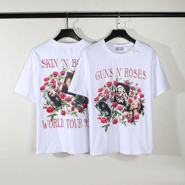 american high street gun and flower band vintage distressed rose print vtg loose relaxed short sleeve t-shirt, White;black
american high street gun and flower band vintage distressed rose print vtg loose relaxed short sleeve t-shirt, White;black